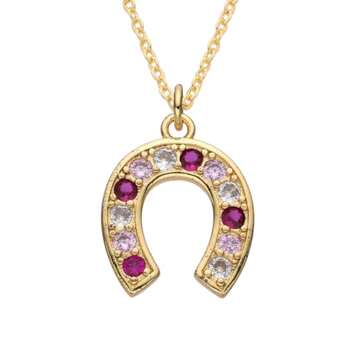 Schmuck Neue 2025 Ankunft Goldfarbe Brustkrebs Bewusstseinsbänder Halskette für Frauen Lucky Horse Huf Charms Horseshoe Anhänger Diy Schmuck mit für Sie Accessoires Trendy Creative Geschenkgeschenk von CWZZWS