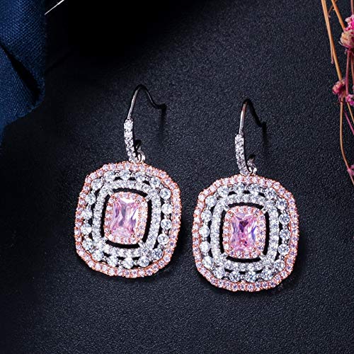 Schnitt rosa Sapphire Big Dangle Drop Hook Ohrringe für Frauen Party Schmuckzubehör von CWZZWS