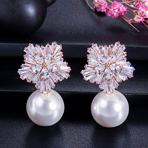 Snow Flower Design Frauen großer Tropfen weiße Perlenohrringe mit kubischer Zirkonia Weihnachtsgeschenk Snow Flower Design Frauen großer Tropfen weiße Perlenohrringe mit kubischer Zirkonia Weihnachtsgeschenk von CWZZWS