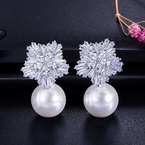 Snow Flower Design Frauen großer Tropfen weiße Perlenohrringe mit kubischer Zirkonia Weihnachtsgeschenk Snow Flower Design Frauen großer Tropfen weiße Perlenohrringe mit kubischer Zirkonia Weihnachtsgeschenk von CWZZWS