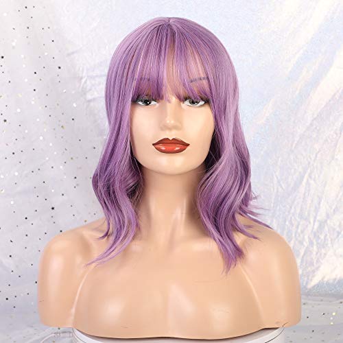 Synthetische lila Perücken mit Rand -Kurzwellenperücken für Frauen cosplay natürliche Perücken hitzebeständige Faserperücken Frauen von CWZZWS