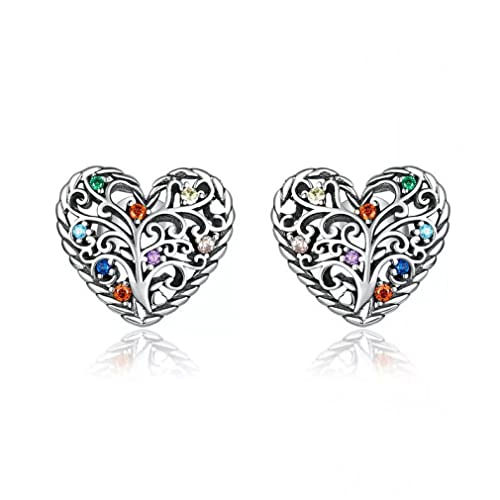 Tree of Life Ohrringe Bunte Zirkon Herzohrohrringe für Frauen Geburtstag Best Geschenkschmuck Schmuck von CWZZWS