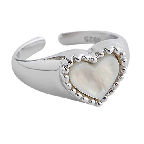 Vintage Heart S925 Sterling Silber Ring für Frauen Mädchen zierlich Versprechen Versprechen Liebe Erweiterbares Open -Finger -Statement Stapelringe Verstellbare Mode Valentine Mutter Jubiläum Schmuck von CWZZWS