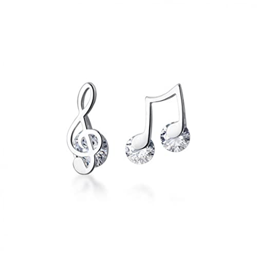 Winzige asymmetrische Musik Notation Hengst Ohrringe für Frauen Hochzeit S925 Schmuck von CWZZWS