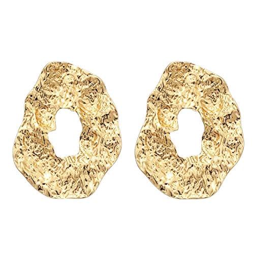 Zinklegierung Einfache runde Bolzenohrringe Gold Farbe Unregelmäßiger Kreis Punk Charms Statement Frauen Party Ohrringe für eine Frau von CWZZWS