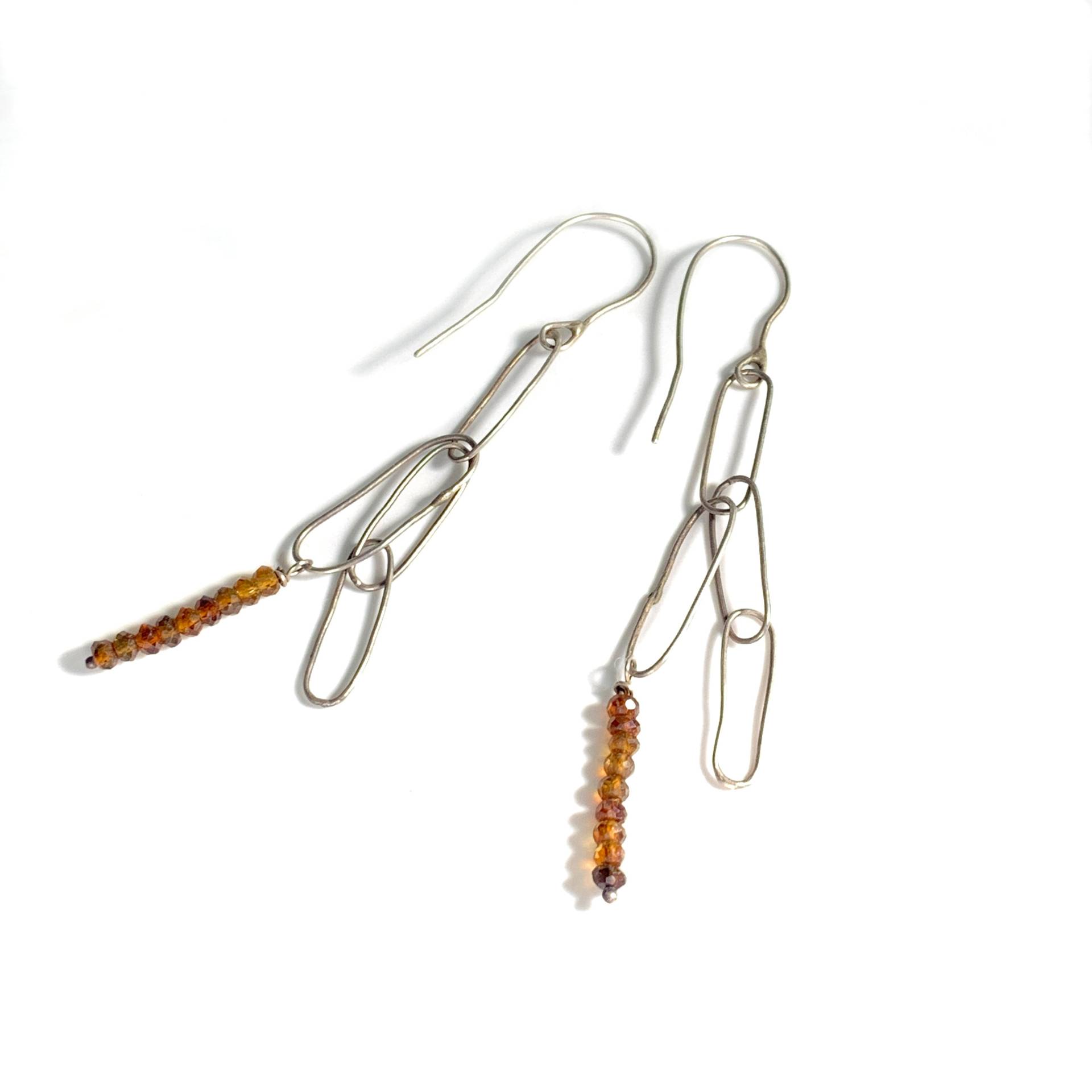 Ohrringe. Facettierte Rundel-Karneolperlen Hängen An Handgefertigten Links Aus Sterlingsilber von CWeissmanDesigns