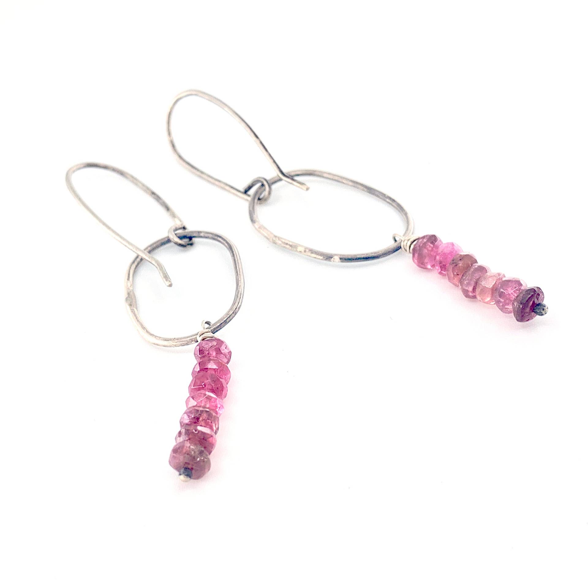 sterling Silber Facettierte Rosa Turmaline Rondelle Perlenohringe. Minimale Leichte Ohrringe. Alles Handgemacht von CWeissmanDesigns
