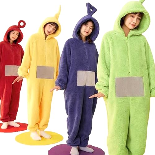 CXAFQ einteiliger Pyjama, Cartoon-Loungewear, Winter-Cartoon-Loungewear, Cartoon-Loungewear, weiches und kuschelig warmes Fleece, Geschenk für Erwachsene, Freizeit, Schlaf, Zuhause，169-173cm (gelb) von CXAFQ