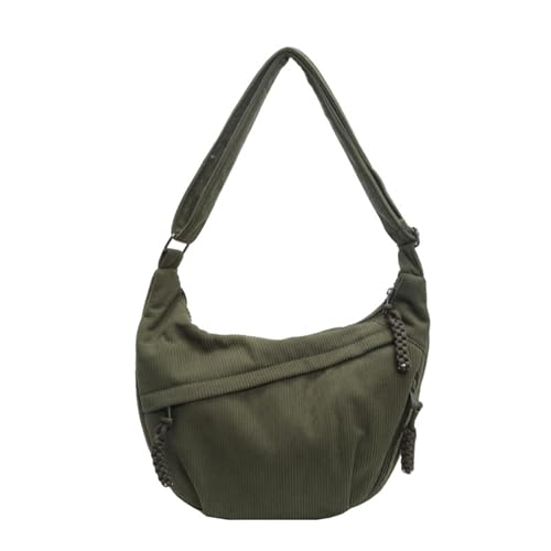 CXINLky Crossbody Tasche Damen, 2024 Cord Schultertaschen mit Große Kapazität, Y2K Halbmond Umhängetasche, Umhängetasche mit Verstellbarer Schultergurt -Grün von CXINLky