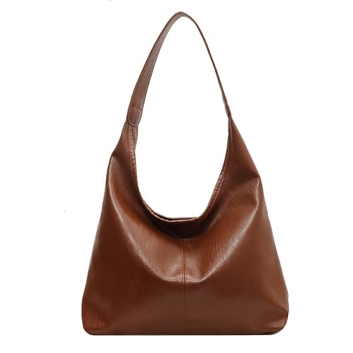 CXINLky Umhängetasche Damen, PU Leder klein Tragetasche Schultertasche Weiches Hobo Handtaschen Uni Tasche Handtasche Shoulder Bag for Women-Braun von CXINLky