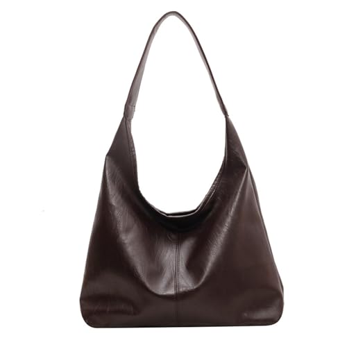 CXINLky Umhängetasche Damen, PU Leder klein Tragetasche Schultertasche Weiches Hobo Handtaschen Uni Tasche Handtasche Shoulder Bag for Women-Kaffee von CXINLky