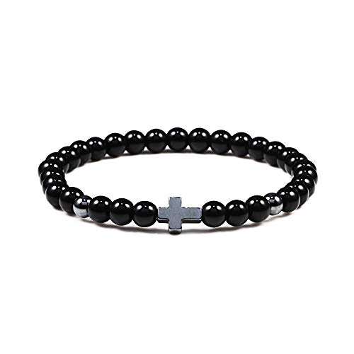 CXPMY Naturstein Armband Damen, Armbänder Aus Natürlichem Edelsteinkristall-Hämatit, Leuchtend Schwarzes Kreuz-Meditationsarmband, Reiki-Yoga-Armband, Glücksbringer-Stretcharmband Für Frauen Und Män CXPMY Naturstein Armband Damen, Armbänder Aus Natürlichem Edelsteinkristall-Hämatit, Leuchtend Schwarzes Kreuz-Meditationsarmband, Reiki-Yoga-Armband, Glücksbringer-Stretcharmband Für Frauen Und Män von CXPMY
