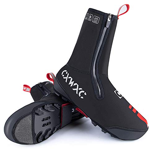 CXWXC Überschuhe Fahrrad Winter Wasserdicht Mit Reißverschluss Winter Winddichter Thermischer Schuhüberzieher Radsport für Frauen Männe (XL, US Stil) von CXWXC