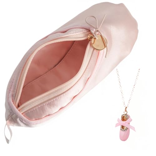 CXYANG Rosa Ballett-Tanzaufführungsgeschenke für Mädchen, Ballett-Slipper-Tasche, Ballerina-Stoff-Tänzerin, Make-up-Tasche für Damen, Halskette A, Small, Niedlich von CXYANG