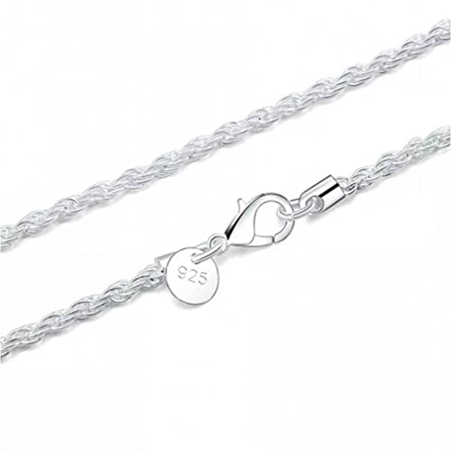 Die Halskette der Frauen 925 Silber Herren Edlen Schmuck 3 mm gedrehte Seilkette Halskette Größe 16-30 Zoll Halskette Colar (Material : 50CM) von CYBCCC