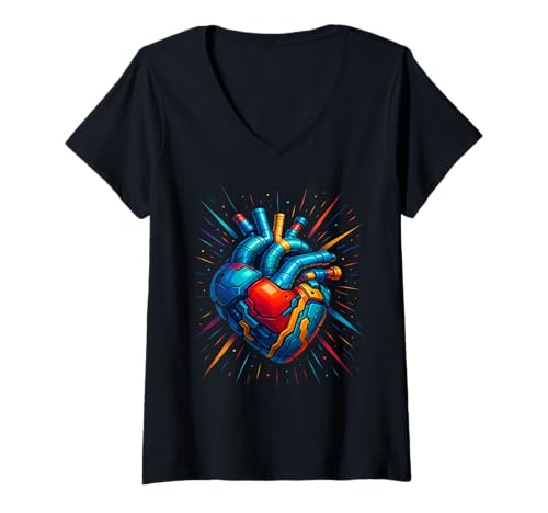 Damen Herz aus Stahl, unzerbrechlich, unaufhaltbar, unkettet. T-Shirt mit V-Ausschnitt Damen Herz aus Stahl, unzerbrechlich, unaufhaltbar, unkettet. T-Shirt mit V-Ausschnitt von CYBER HEART FORGED IN FIRE, FUELED BY POWER