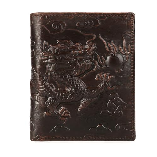 CYCOOPE Dragon Wallet Cool Wallets for Men Leather Purse Credit Card ID Cash Container Pocket, Braun, Retro-Herren-Geldbörse von CYCOOPE