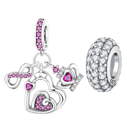 CYCUFF 925 Sterling Silber Charms Geeignet für Armband Anhänger Perlen, Charm Halsketten Schmuck Geschenk für Frauen (Geburtsstein-Charm - Juli & Twinkle Spacer Bead) von CYCUFF