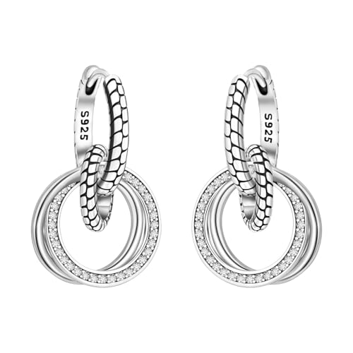 CYCUFF 925 Sterling Silber Hoop Ohrringe Bunte Cubic Zirkonia Schmuck Ohrringe für Frauen Set Ohrring Geschenke für Sie (Klassische Multi-Hoop Ohrringe aus Schlangenknochen) von CYCUFF