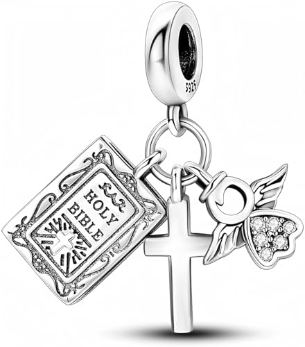 CYCUFF Sterling Silber Charms 925 für Europäische Armband & Halsketten Anhänger Perlen Schmuck Geschenk für Frauen Familie Freunde (Bibel Kreuz Charm) von CYCUFF