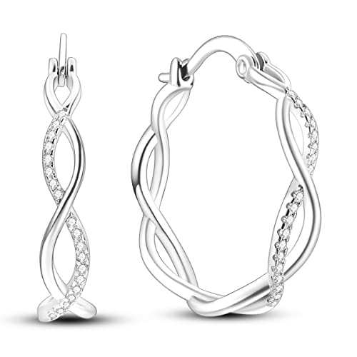 CYCUFF 925 Sterling Silber Hoop Ohrringe Bunte Cubic Zirkonia Schmuck Ohrringes für Frauen Set Ohrring Geschenke für Sie von CYCUFF