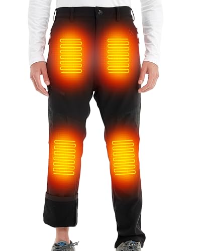 CYCYHEAT Beheizbare Hose für Herren mit 16000mAh Akku und 4-in-1 Steuerung – wasserdichte Thermohose für Wandern (DE/NL/SE/PL, Alphanumerisch, M, Regular, Regular, Schwarz) von CYCYHEAT
