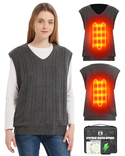 CYCYHEAT Beheizter Pullover Herren und Damen mit Powerbank 10000mAh 7,4V - Beheizbarer Pullover Jacke Weste mit 2 Heizzone und 3 Stufen Temperatu für Winter, Skifahren, Radfahren, Wandern, Camping von CYCYHEAT