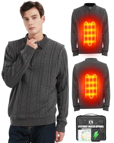 CYCYHEAT Beheizter Pullover Herren und Damen mit Powerbank 10000mAh 7,4V - Beheizbarer Pullover Jacke von CYCYHEAT