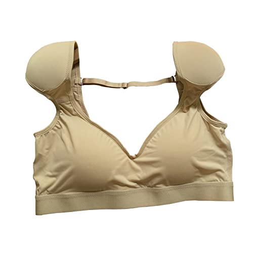 Unsichtbar 2 in 1 Eingebautes Fake-Schulterpolster Hemden Unterhemden Oberteil Weste Shaper Falsche Schultern(XL,Beige) von CYDING