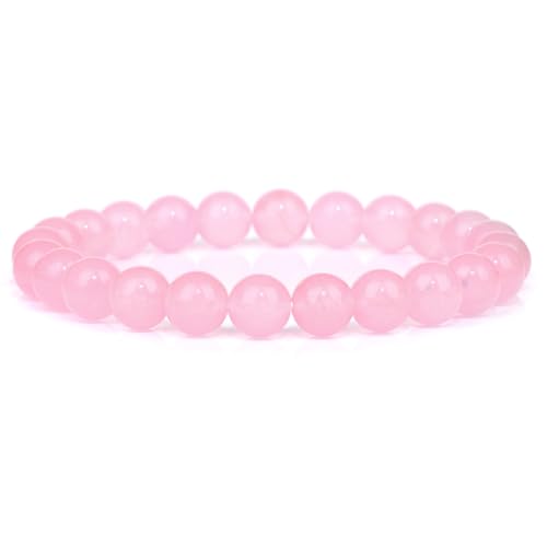 CYDXD Perlenarmband aus Naturstein,8mm,für Männer und Frauen,Handgefertigte,Elastische,Verstellbare Armreifen mit Perlen für Teenager,Abschlussfeier,Freundschaftsgeschenke für Lehrer,Rosa,8mm von CYDXD