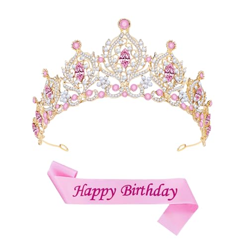 Goldene Krone für Damen, Prinzessinnen-Diadem, Königin, Stirnband, Hochzeit, Braut, Haarschmuck, Geburtstag, Abschlussball, Festzug, Party, Medium, Metall Kristall, Kristall Goldene Krone für Damen, Prinzessinnen-Diadem, Königin, Stirnband, Hochzeit, Braut, Haarschmuck, Geburtstag, Abschlussball, Festzug, Party, Medium, Metall Kristall, Kristall von CYHGSP