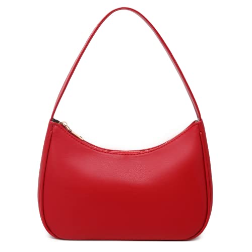 CYHTWSDJ Damen Schultertaschen, Niedliche Tragetasche, Mini-Clutch, Geldbörse mit Reißverschluss Hobo Tote Handtasche, Rot/Ausflug, einfarbig (Getaway Solids) von CYHTWSDJ