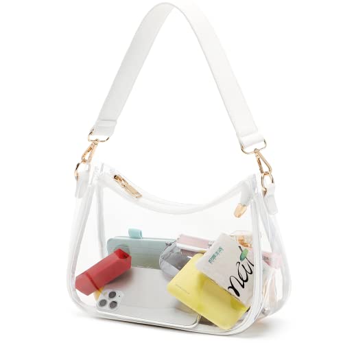 CYHTWSDJ Damen Schultertaschen, Niedliche Tragetasche, Mini-Clutch, Geldbörse mit Reißverschluss Hobo Tote Handtasche, weiß transparent von CYHTWSDJ