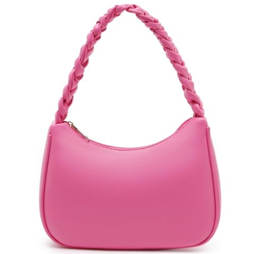 CYHTWSDJ Damen Shoulder Bags for Women, Cute Handbag Mini Clutch Purse with Zipper Closure Hobo Tote Handtasche, Braid Pink von CYHTWSDJ