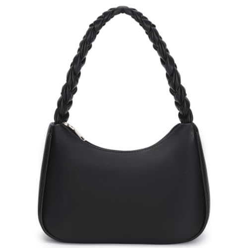 CYHTWSDJ Damen Shoulder Bags for Women, Cute Handbag Mini Clutch Purse with Zipper Closure Hobo Tote Handtasche, Geflecht schwarz CYHTWSDJ Damen Shoulder Bags for Women, Cute Handbag Mini Clutch Purse with Zipper Closure Hobo Tote Handtasche, Geflecht schwarz von CYHTWSDJ