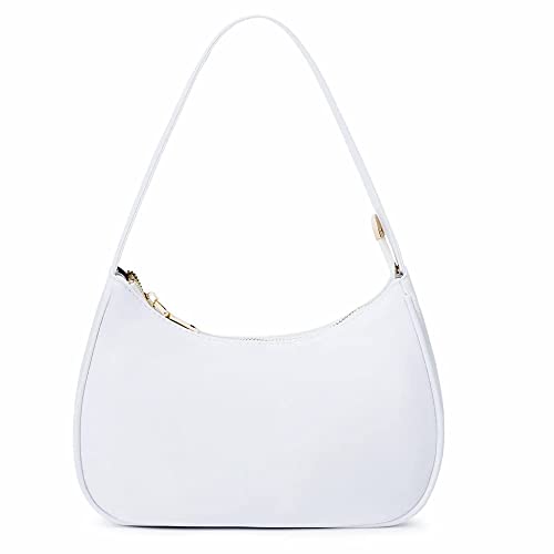 CYHTWSDJ Damen Schultertaschen, Niedliche Tragetasche, Mini-Clutch, Geldbörse mit Reißverschluss Hobo Tote Handtasche, Nylon White 1 von CYHTWSDJ