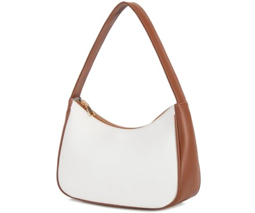 CYHTWSDJ Damen Yxb Hobo Tote Handtasche, Weiß Braun B von CYHTWSDJ