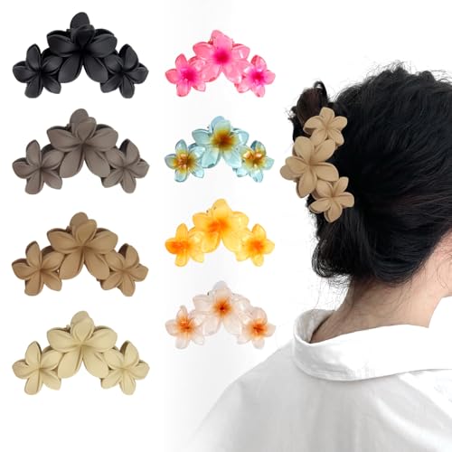 CYIOU 8 Stück Blumen Haarklammer 8 Farben Haarklammer Groß Rutschfeste Haar Jaw Clip Haarklammern Blumen Große Haarklammer für Dickes Dünnes Haar Haarstyling-Zubehör für Frauen Mädchen von CYIOU