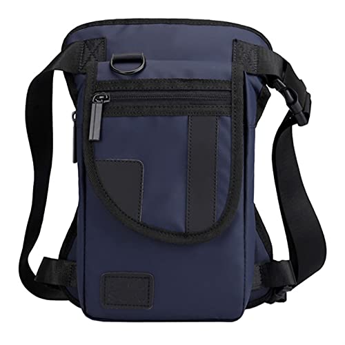 Drop Bein Tasche Wandern Waist Pack, Herren Oxford/Nylon/Canvas Beintasche Bauchtasche Hüfttasche Oberschenkel Hüftgürtel Lässige Umhängetasche Motorradfahren Reise Hüfttasche(Blue Nylon) von CYJAZNHH