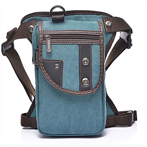 Drop Bein Tasche Wandern Waist Pack, Herren Oxford/Nylon/Canvas Beintasche Bauchtasche Hüfttasche Oberschenkel Hüftgürtel Lässige Umhängetasche Motorradfahren Reise Hüfttasche(Lightblue Canvas) von CYJAZNHH