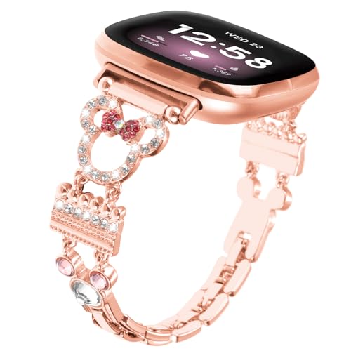 Glitzernde Metallbänder, kompatibel mit Fitbit Versa 4/Versa 3/Fitbit Sense 2/Sense Band Damen, niedlicher Cartoon-schlanker Diamantschmuck, verstellbar, modisches Armband, elegant für Fitbit Versa 4 Glitzernde Metallbänder, kompatibel mit Fitbit Versa 4/Versa 3/Fitbit Sense 2/Sense Band Damen, niedlicher Cartoon-schlanker Diamantschmuck, verstellbar, modisches Armband, elegant für Fitbit Versa 4 von CYKIMJIT