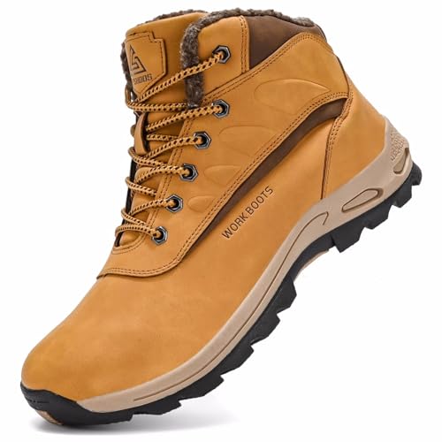 CYKYGGO Warme Winterschuhe Herren Gefüttert Winterstiefel Wasserdicht Warme Trekkingschuhe Wanderschuhe Gelb 42 von CYKYGGO