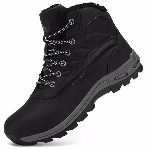 CYKYGGO Warme Winterschuhe Herren Gefüttert Winterstiefel Wasserdicht Warme Trekkingschuhe Wanderschuhe Schwarz 41 von CYKYGGO