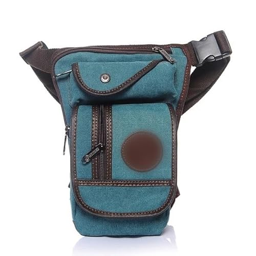 Beintasche,Beintasche Motorrad Männer Canvas Drop Bein Tasche Motorrad Multifunktionale Messenger Schulter Tasche Gürtel Hüfte Wiege Gürtel(Color:Light Blue) von CYMKYQ