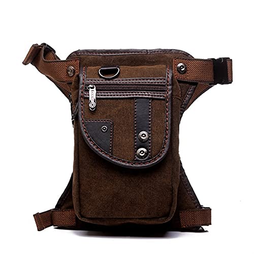 Beintasche,Beintasche Motorrad Modische Retro-wasserdichte Canvas-Hüfttasche, Beintasche, lässige Herren-Hüfttasche, Hüfttasche im Kofferraum-Stil, Oberschenkeltasche, Hüfttasche(Color:Canvas brown) von CYMKYQ