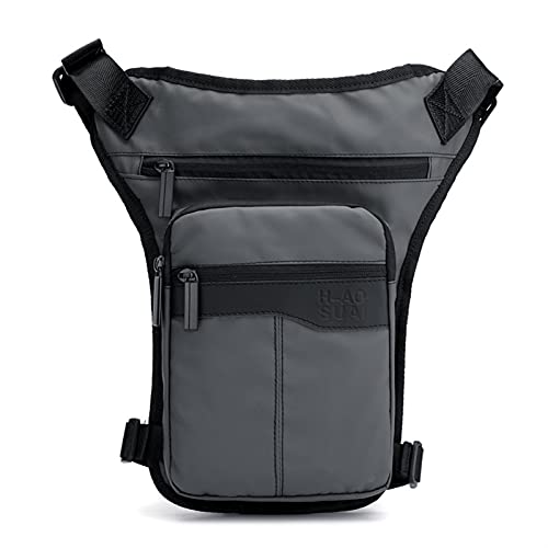 CYMKYQ Beintasche,Beintasche Motorrad Motorrad Hüftgurt Taille Radfahren Schulter Radfahren Schulter Querlatte Seitliche Tasche Nylon männer Oberschenkel Drop Bein Tasche(Color:Gray) von CYMKYQ