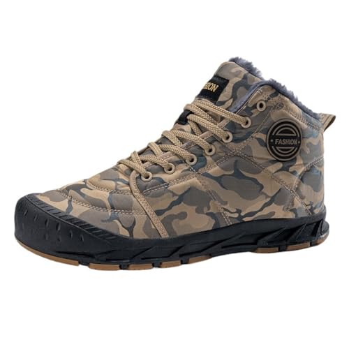 CYMMIYT Schneestiefel Herren Camouflage Herren Stiefeletten Winter Plüsch Warme Stiefel(Beige,42) von CYMMIYT