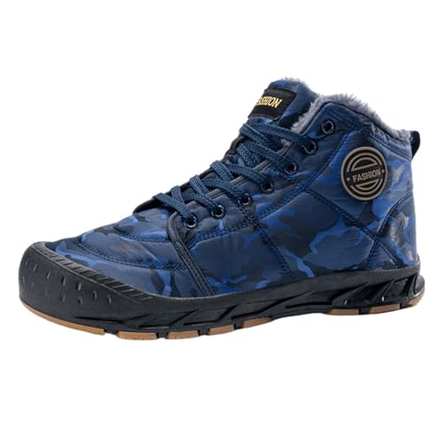 CYMMIYT Schneestiefel Herren Camouflage Herren Stiefeletten Winter Plüsch Warme Stiefel(Blue,41) von CYMMIYT