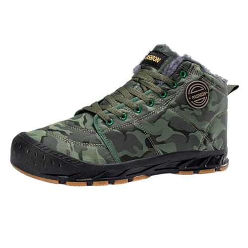 CYMMIYT Schneestiefel Herren Camouflage Herren Stiefeletten Winter Plüsch Warme Stiefel(Green,46) von CYMMIYT