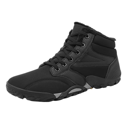 CYMMIYT Schneestiefel Herren Outdoor rutschfeste warme Pelz Casual Sneakers Plus Size leichte Stiefeletten Wanderschuhe(Black,6) von CYMMIYT